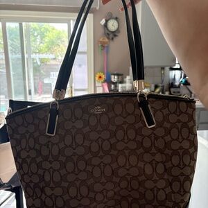 Coach Brown Signature Tote with Black